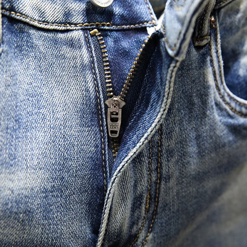 Yaz yeni erkek streç kısa kot pantolon moda rahat Slim Fit yüksek kaliteli elastik kot şort erkek marka giysiler - Görsel 6