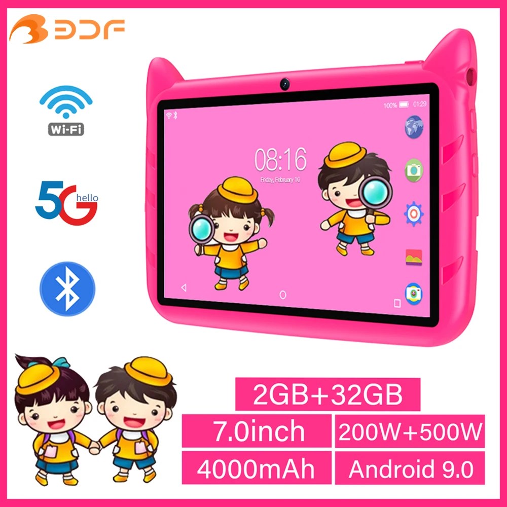 Yeni 5G WiFi 7 inç Tablet Pc çocuk hediye çocuklar öğrenme eğitim tabletler Android 9.0 Quad Core 2GB RAM 32GB ROM çift kameralar