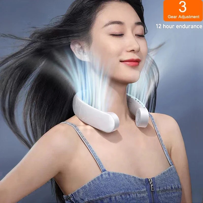 Yeni Mini boyun Fan taşınabilir Bladeless asılı boyun 1200mAh şarj edilebilir HAVA SOĞUTUCU 3 hız Mini yaz spor hayranları