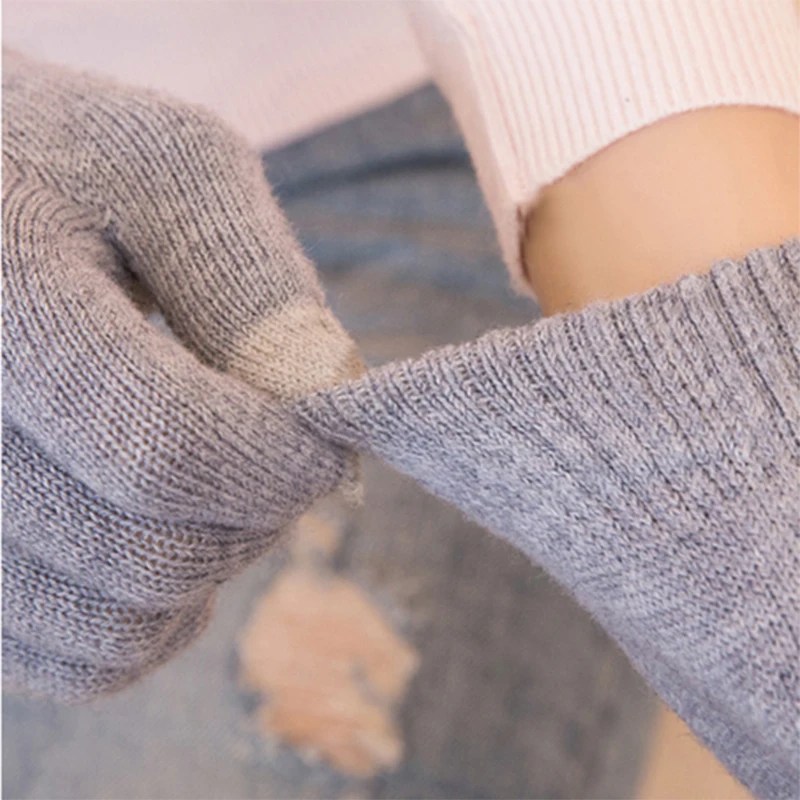 Yeni dokunmatik ekran örme eldiven kış sonbahar erkekler yüksek kaliteli eldiven kadınlar sıcak katı eldiven rahat eldiven Guantes De Invierno - Görsel 6