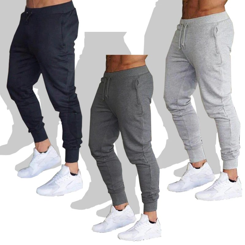 Yeni koşu pantolonları erkekler spor Sweatpants koşu Joggers pamuk Trackpants Slim Fit vücut geliştirme pantolon