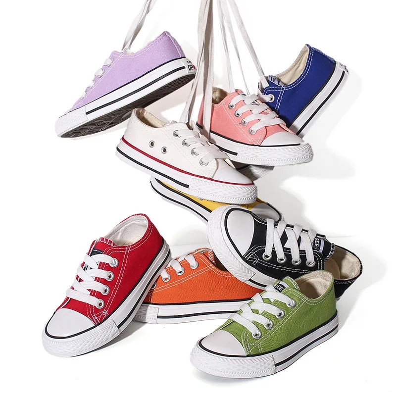 Yeni marka çocuklar için kanvas sneaker yürümeye başlayan spor rahat ayakkabılar moda nefes çocuk daireler kanvas ayakkabılar erkek kız loafer'lar