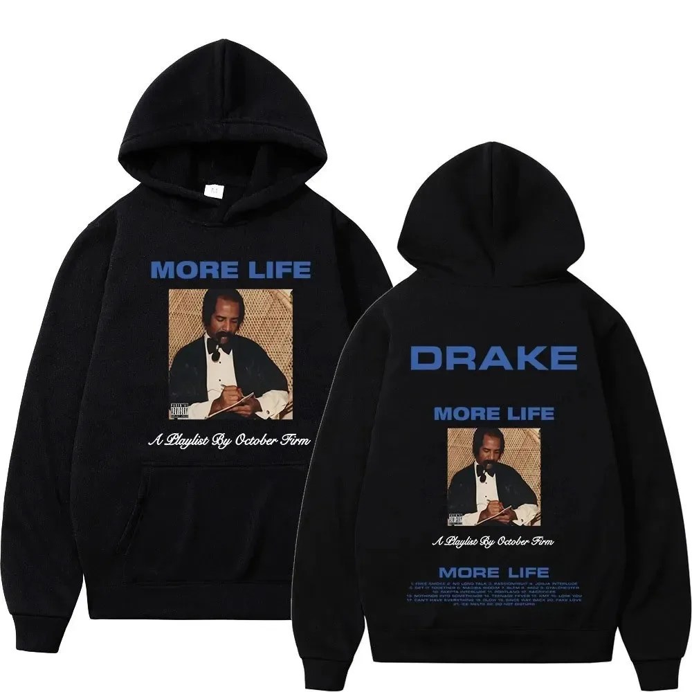 Yeni rapçi Drake Hoodie müzik albümü daha hayat grafik Hoodies erkek kadın Vintage gotik Hip Hop kapüşonlu eşofman üstü Streetwear