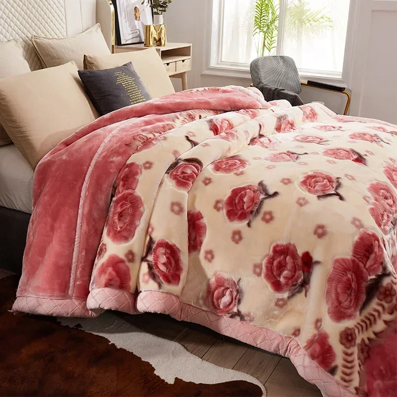 Yeni sıcak ağırlıklı battaniyeler yataklar için High End kalınlaşmak sıcaklık raşel battaniye kış sonbahar çift yan peluş yorgan yorgan