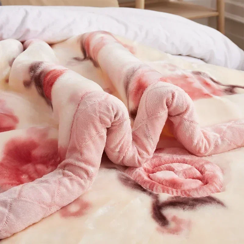 Yeni sıcak ağırlıklı battaniyeler yataklar için High End kalınlaşmak sıcaklık raşel battaniye kış sonbahar çift yan peluş yorgan yorgan