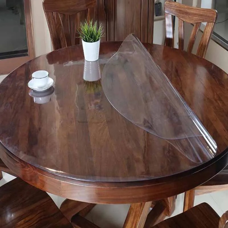 Yuvarlak PVC masa örtüsü su geçirmez yağlı kapak cam yumuşak kumaş masa örtüsü ev mutfak yemek odası Placemat 1mm