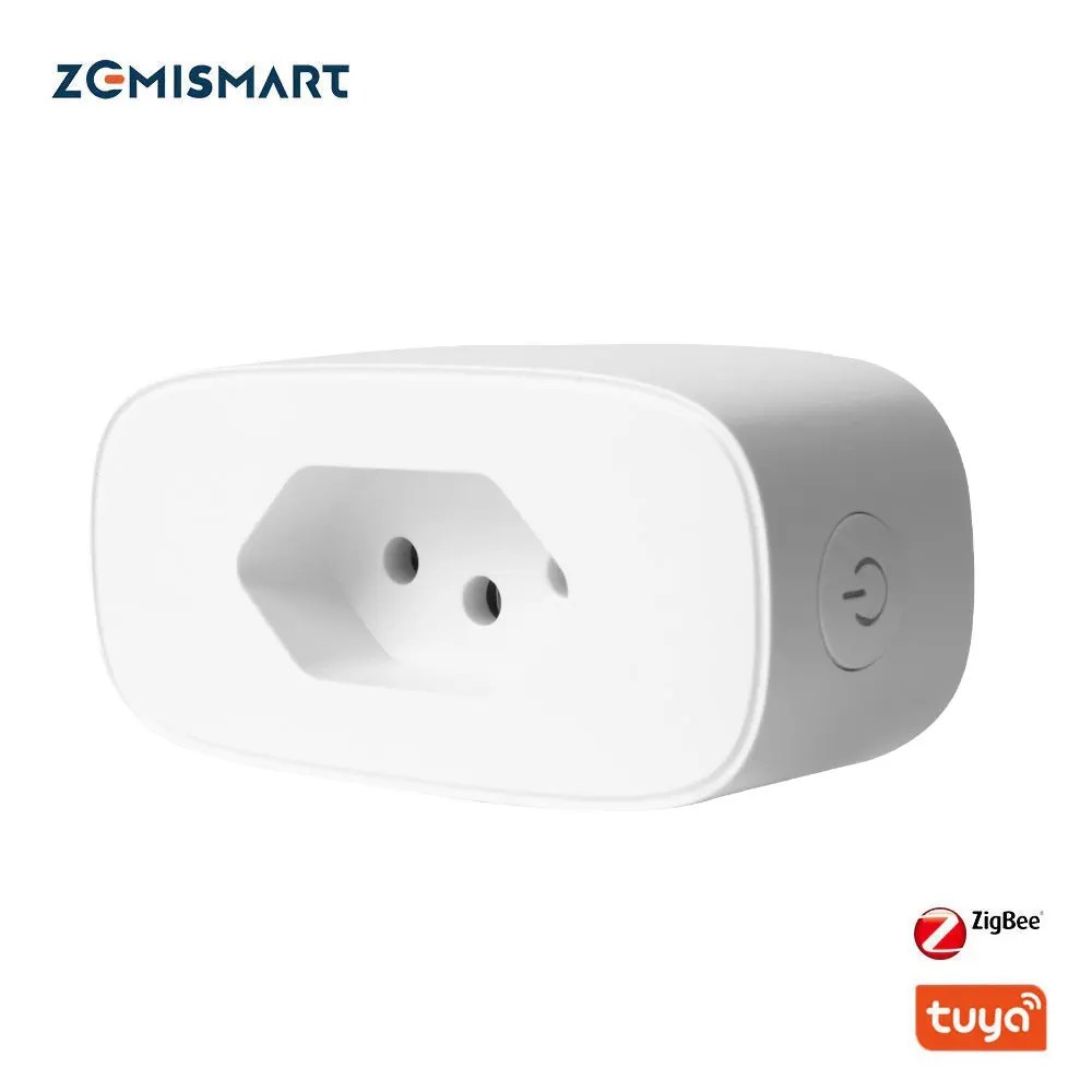 Zemismart brezilya akıllı Tuya Zigbee soket BR fiş kablosuz çıkış zamanlama fişi 16A enerji monitörü Alexa Google ev ses kontrolü