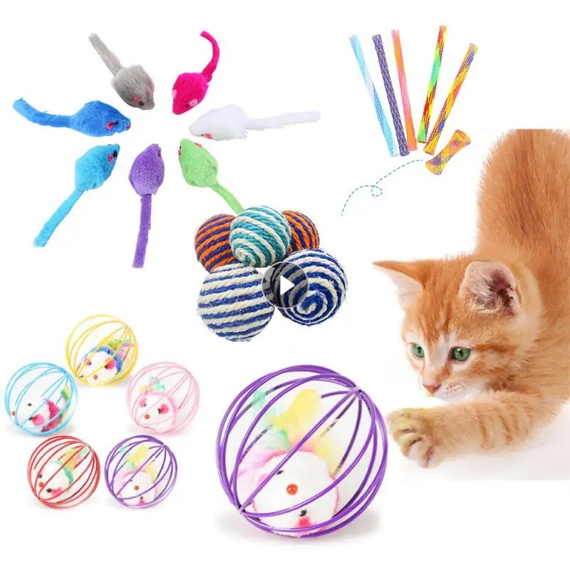 Çan fare ile 1 adet kedi oyuncak sopa tüy değnek kafes oyuncaklar plastik yapay renkli kedi Teaser oyuncak Pet malzemeleri rastgele renk
