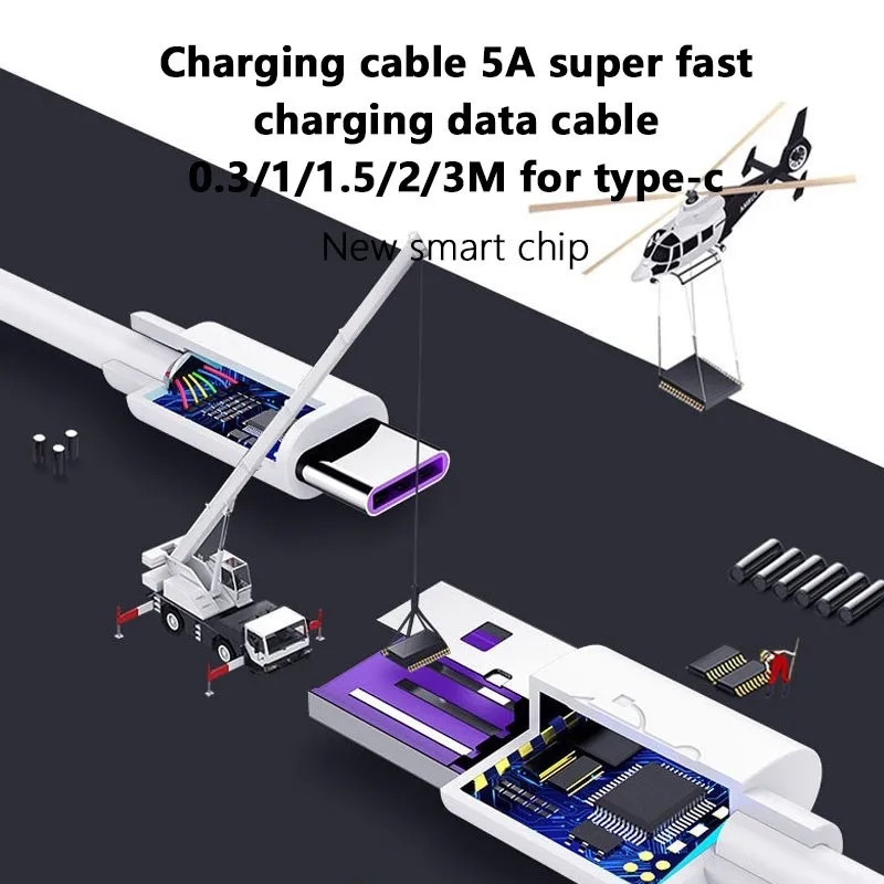 Şarj kablosu 5A süper hızlı şarj kablosu 0.3/1/1./2/3M için cep telefonu kabloları