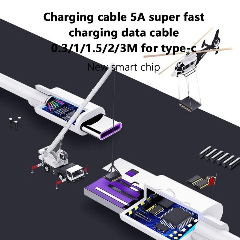 Şarj kablosu 5A süper hızlı şarj kablosu 0.3/1/1./2/3M için cep telefonu kabloları - Görsel 5