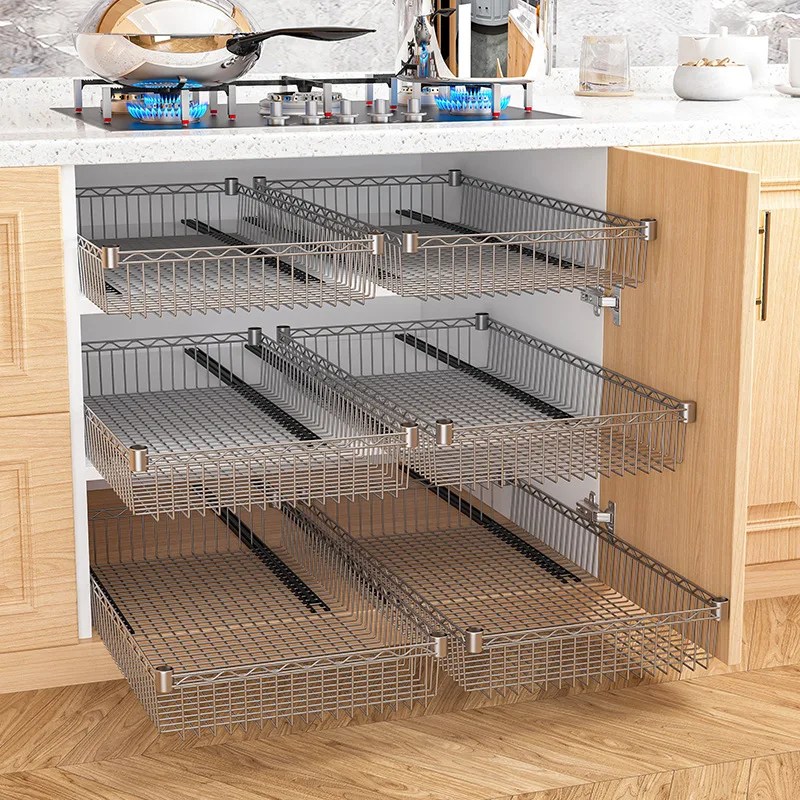 Çekme sepeti çekmeceler, çok katmanlı mutfak rafları, DIY dolapları, sebze raflar, raf saklama sepetleri, dolap çekmece raf