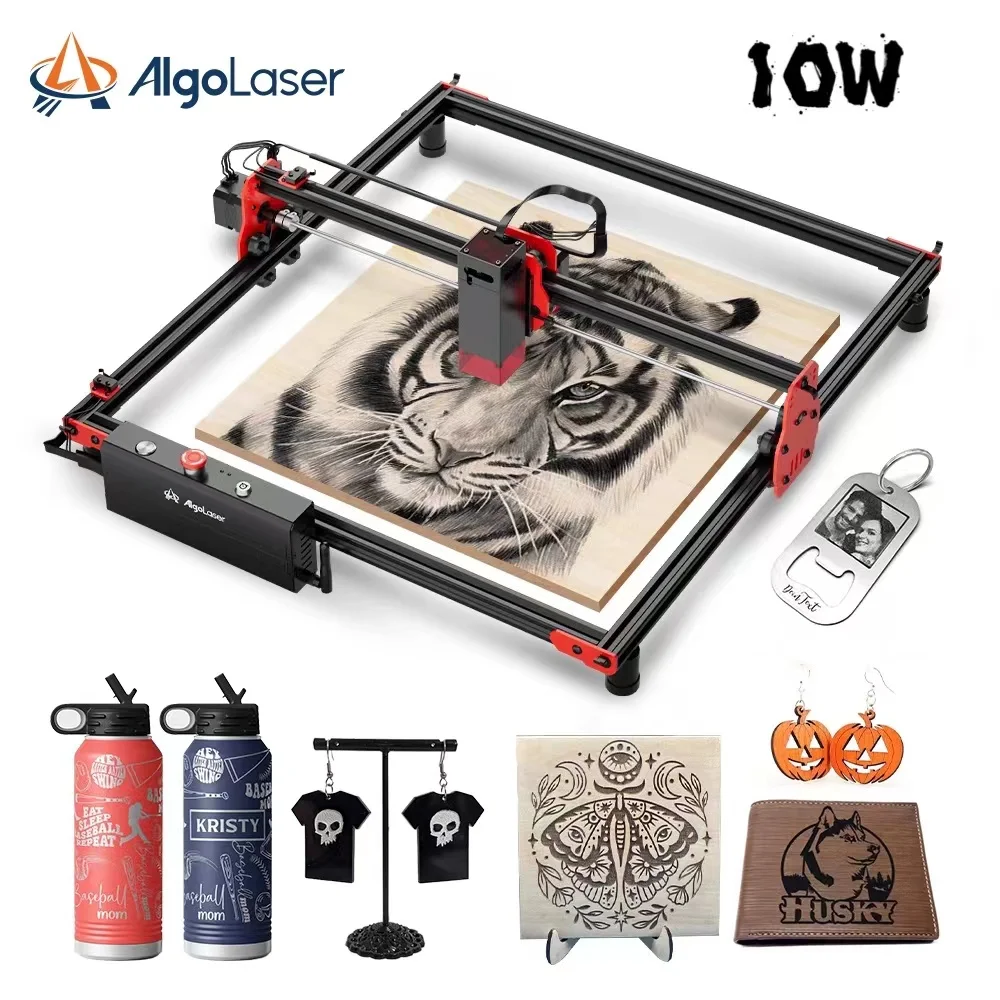Çevrimdışı güçlü lazer gravür 32 bit GRBL denetleyici 400x400mm boyutu 10W lazer oyma makinesi 450 ± 5nm AlgoLaser Cnc makinesi