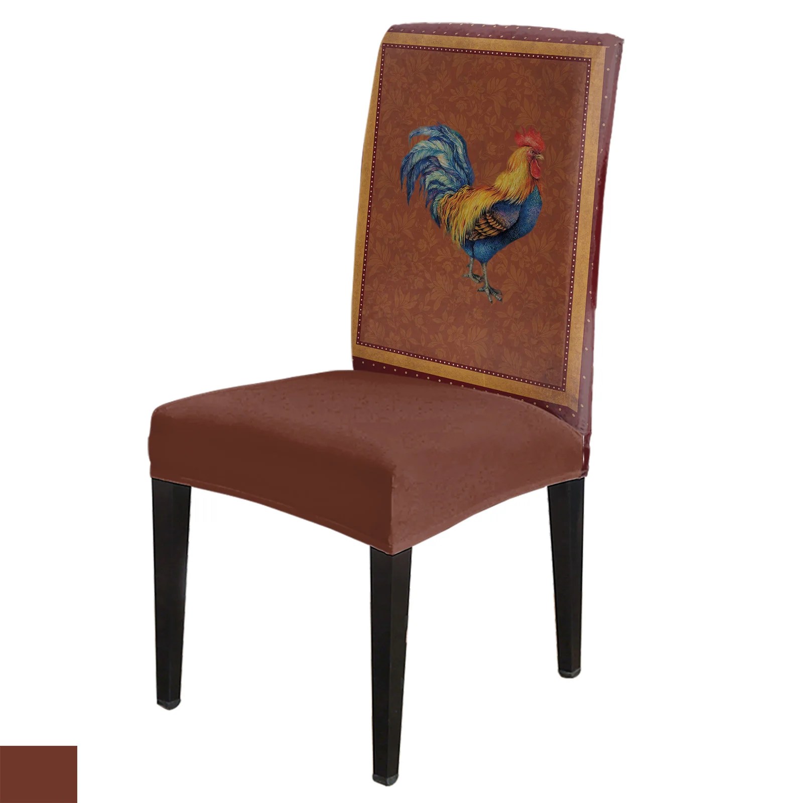 Çiftlik hayvan horoz Retro puantiyeli sandalye kılıfı yemek Spandex streç koltuk kapakları ev ofis dekorasyonu masa sandalye kılıfı seti