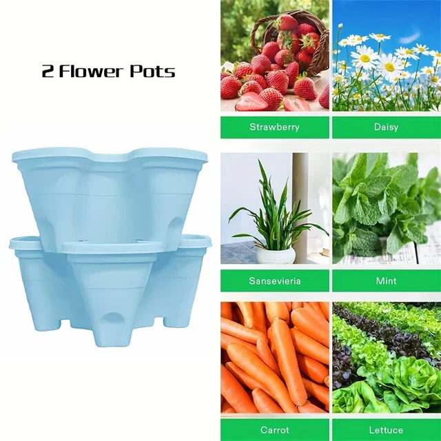 Çilek dikey bahçe kapalı ve açık çilek, çiçek, otlar, sebze, 1-Pack için istiflenebilir ekici