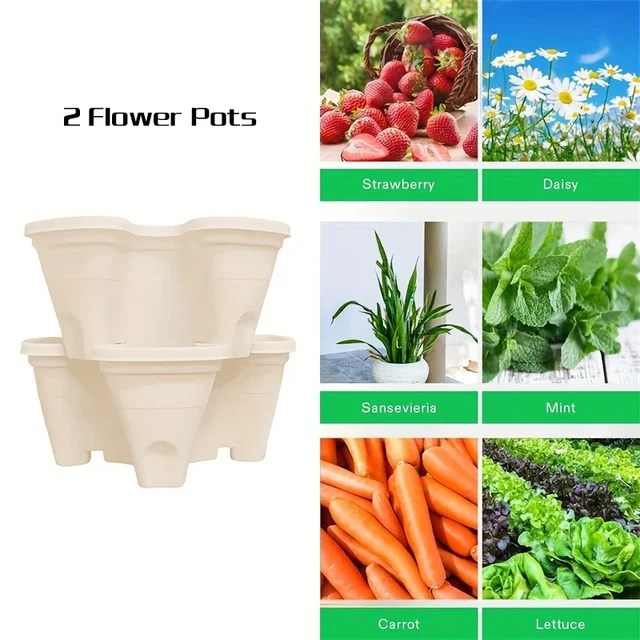 Çilek dikey bahçe kapalı ve açık çilek, çiçek, otlar, sebze, 1-Pack için istiflenebilir ekici - Görsel 11