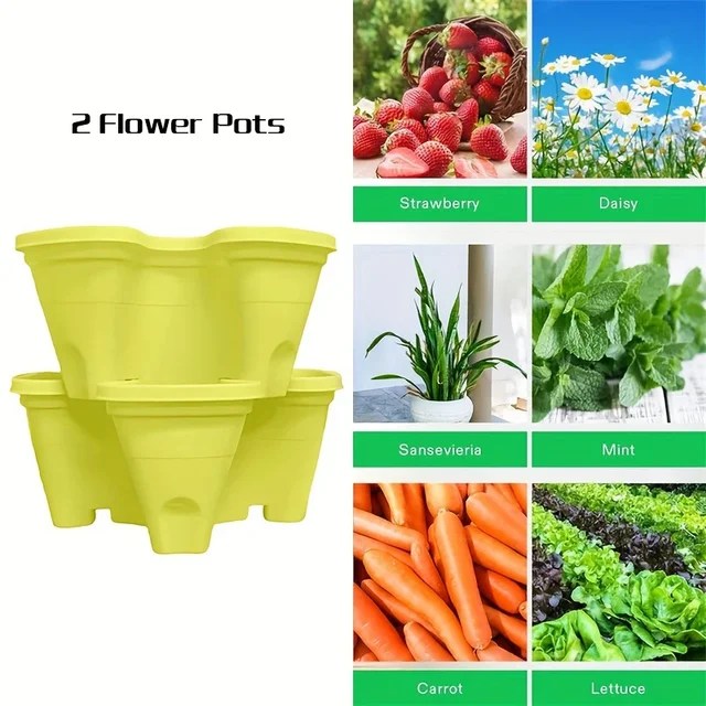 Çilek dikey bahçe kapalı ve açık çilek, çiçek, otlar, sebze, 1-Pack için istiflenebilir ekici - Görsel 12
