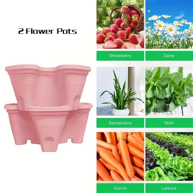Çilek dikey bahçe kapalı ve açık çilek, çiçek, otlar, sebze, 1-Pack için istiflenebilir ekici - Görsel 13