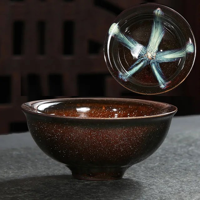 Çin fırın değişimi seramik Jianzhan çay bardağı Retro Temmoku sır çay fincanı mavi çömlek çay kasesi ev Teaware Master bardak toptan - Görsel 10