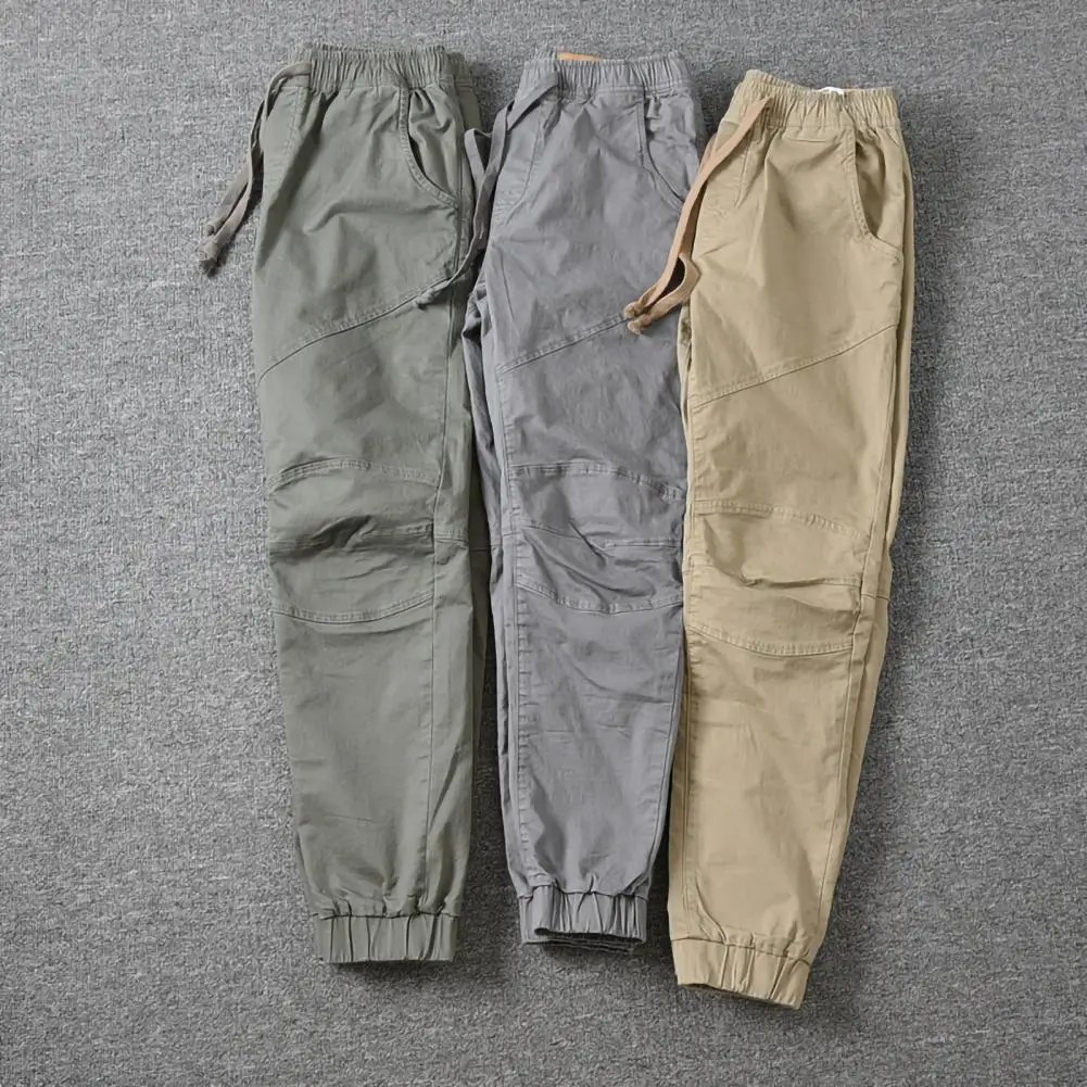 Şık Joggers pantolon sportif saf renk ince pantolon düz renk erkek erkek kargo pantolon erkek giysileri