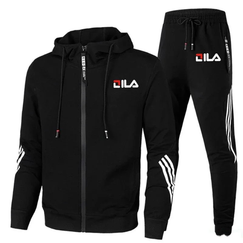 İlkbahar ve sonbahar yeni erkek spor 2-piece set fermuarlı ceket rahat spor pantolon marka giyim erkekler koşu spor giyim seti