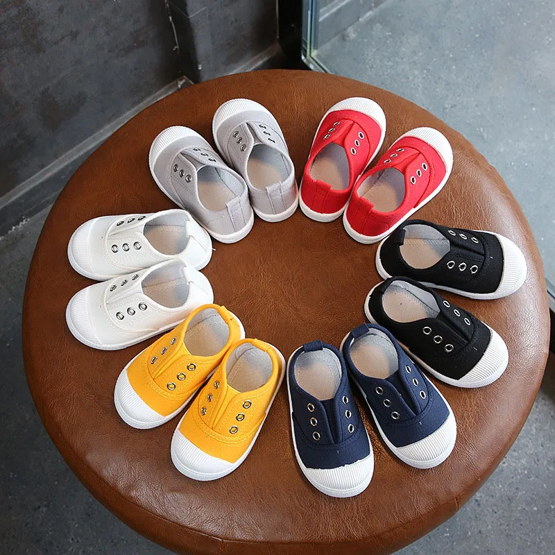 Çocuk ayakkabı kız erkek şeker renk yürümeye başlayan tuval ilk yürüyüşe Comfor çocuk rahat ayakkabılar Sneakers 1-3Y