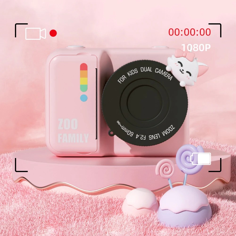 Çocuk dijital kameralar 3.0 inç ekran termal fotoğraf kağıdı anlık baskı fotoğraf ile 48MP HD çift Lens çocuk doğum günü oyuncaklar hediye