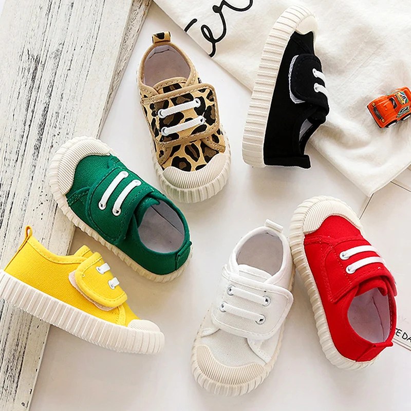 Çocuk leopar kanvas ayakkabılar yürüyor bebek erkek Sneakers kız şeker renk rahat ayakkabılar bebek çocuk nefes yumuşak günlük ayakkabı