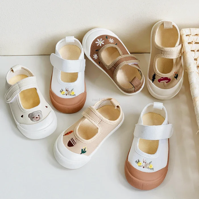 Çocuklar bahar ayakkabı çocuk rahat ayakkabılar bebek kız moda tuval loafer'lar yürümeye başlayan kanca & döngü daireler Shool mokasen Mary Jane 1-6Y