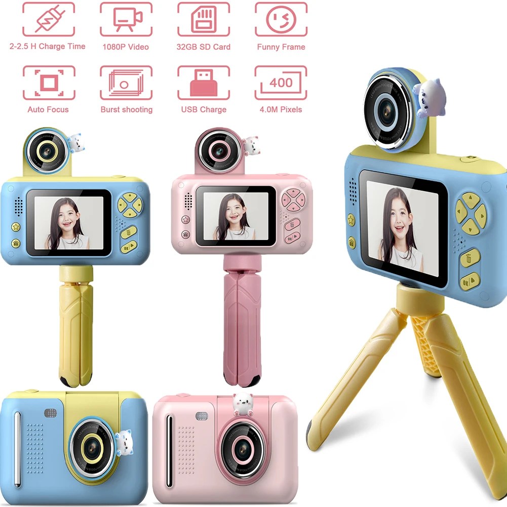 Çocuklar kamera eğitici oyuncaklar kamera 2.4 inç HD 1080P ekran kamera kamera kamera çocuklar için hediye