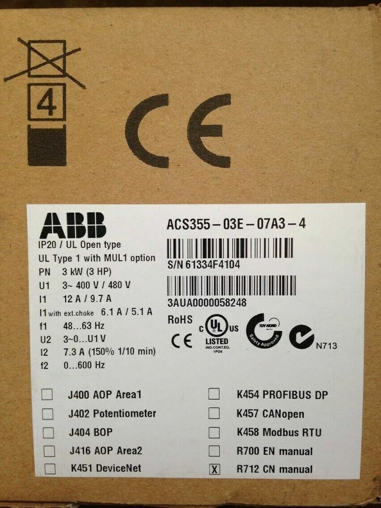 ABB PLC ACS355-03E-07A3-4 WITH ONE YEAR WARRANTY FAST SHIPPING 1PCS NIB