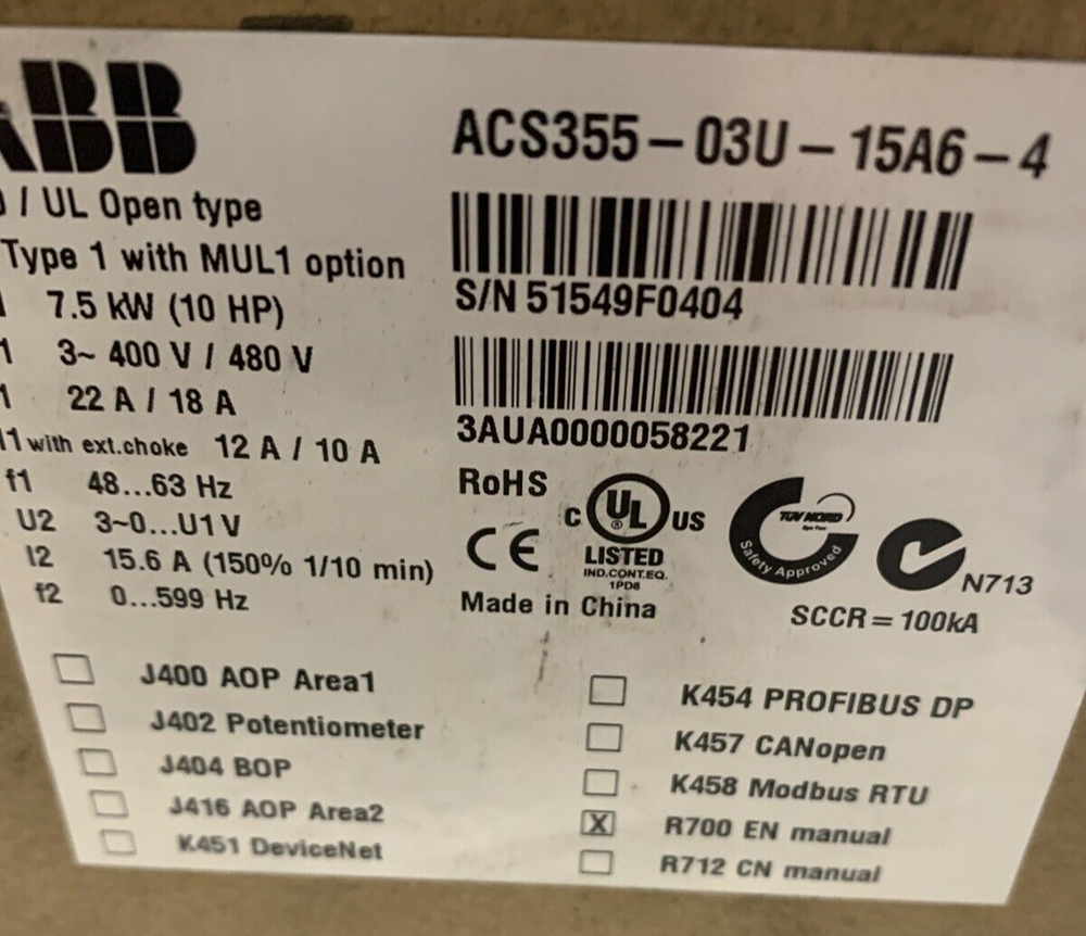 ABB ACS355-03U-15A6-4 DRIVE ACS35503U15A64 NEW IN BOX - Görsel 8
