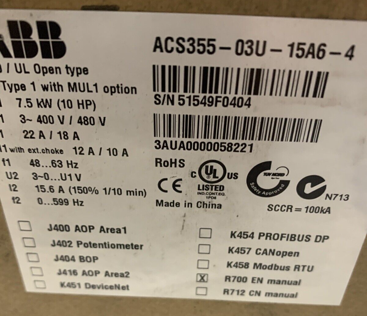 ABB ACS355-03U-15A6-4 DRIVE ACS35503U15A64 NEW IN BOX - Görsel 14
