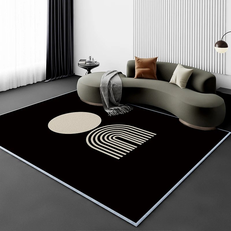 İskandinav High-end halılar oturma odası için lüks siyah ve beyaz kilim yatak odası geniş alan vestiyer kilim balkon sundurma paspas
