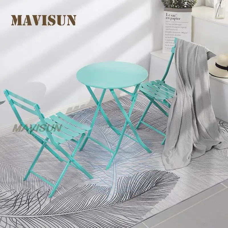 İskandinav Minimalist avlu balkon restoran masa ve sandalye katlanır masa ferforje katlanır tabure ev dış mekan mobilyası - Görsel 2