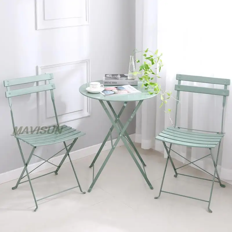 İskandinav Minimalist avlu balkon restoran masa ve sandalye katlanır masa ferforje katlanır tabure ev dış mekan mobilyası