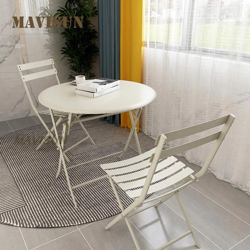İskandinav Minimalist avlu balkon restoran masa ve sandalye katlanır masa ferforje katlanır tabure ev dış mekan mobilyası